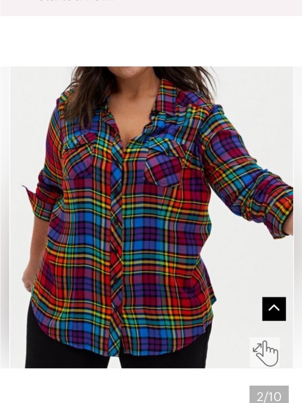 NWT Size 1 (14-16) Rainbow Plaid Shirt.